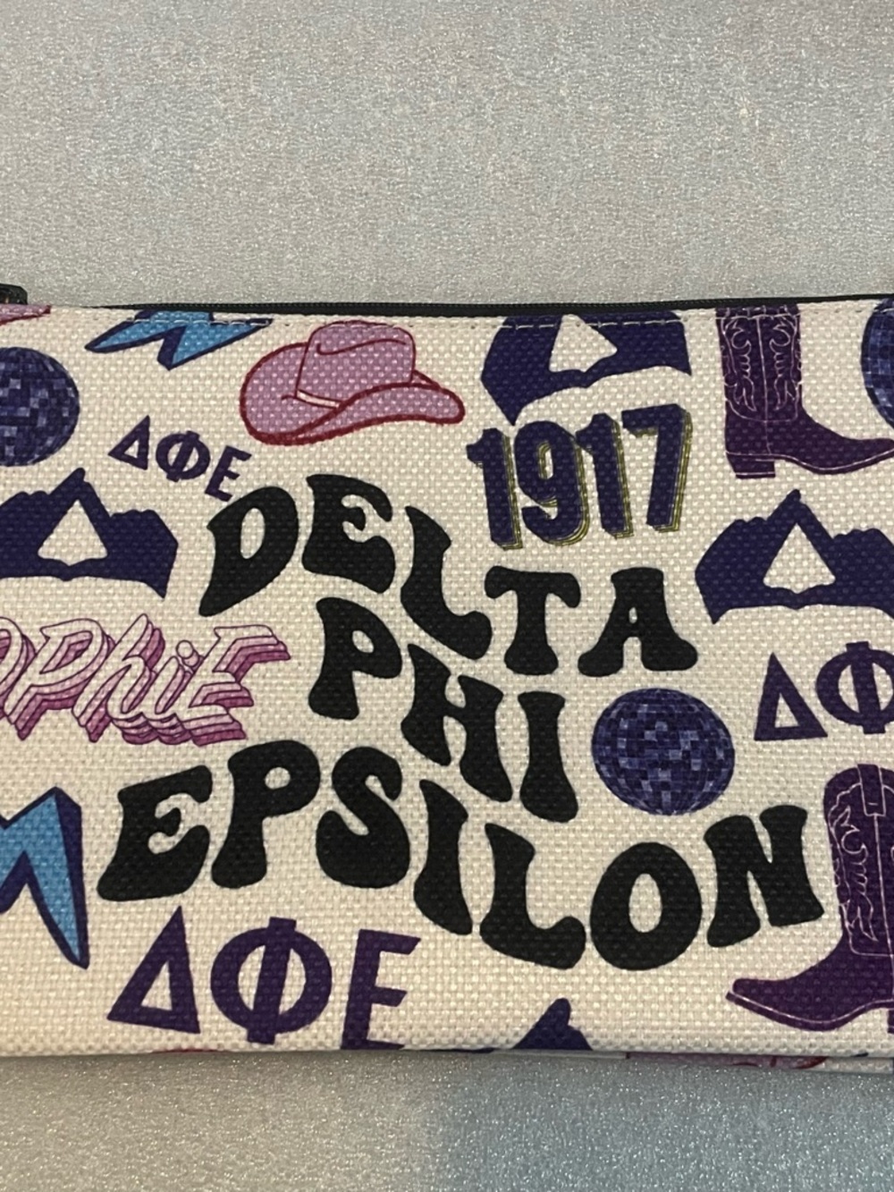 Delta Phi Epsilon Purple Graphic Zip Pouch ⭐️2 for 13⭐️